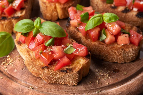 Heerlijke Authentieke Bruschetta Italiaans Eten — Stockfoto