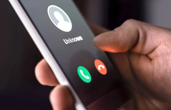 Phone Call Unknown Number Late Night Scam Fraud Phishing Smartphone — Stock Photo, Image