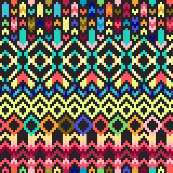 伝統的なベネズエラの幾何学的なジグザグ刺繍デザイン タイル パターンをシームレスなベクトル. — ストックベクタ