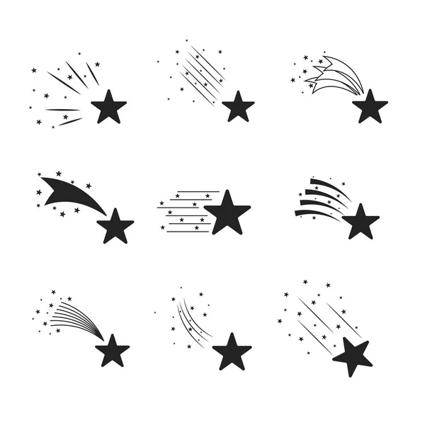 Falling stars vector set. Simple icons of meteorites and comets. Shooting stars with different tails. — Stock Vector