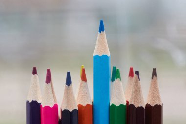 Renkli kalemler, makro fotoğraf seti..