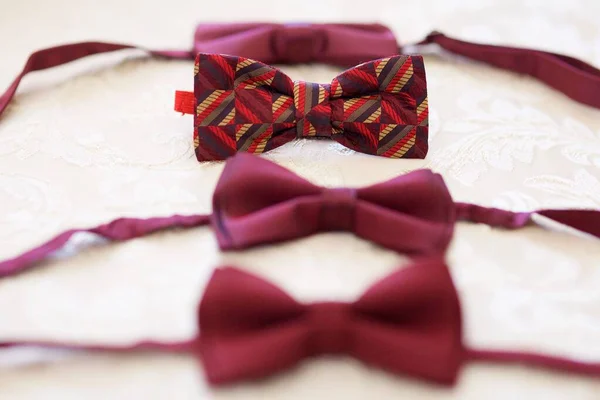 Bow Tie Red Color Lie Surface — 图库照片