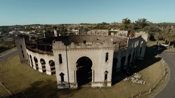 Aerial view of Plaza de toros Real de San Carlos — Stock Video