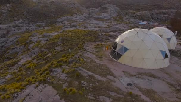 Jeodezik Kubbe Çadır Mount Champaqui Cordoba Eyaleti Arjantin — Stok video