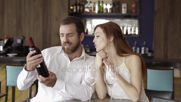 Couple drinking red wine Stock Video