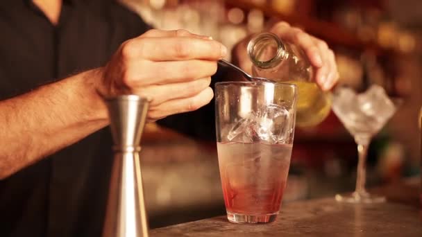 Barman przygotowuje cosmopolitan — Wideo stockowe