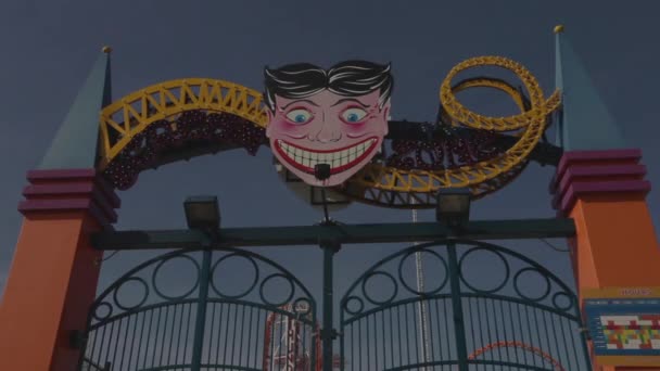 Entrada do parque de diversões em Coney Island — Vídeo de Stock