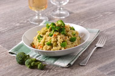 brokoli ve bakla risotto