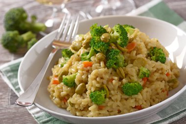 brokoli ve bakla risotto