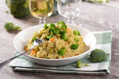 brokoli ve bakla risotto