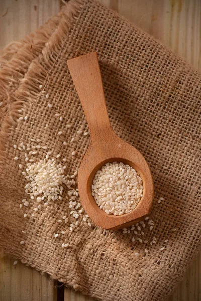 Sesame seeds in the spoon — Stock Photo, Image