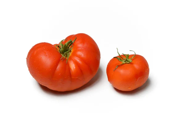 Two red tomatoes on white background — Stock Photo, Image