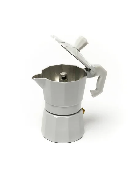 Moka pot italiano sobre fondo blanco —  Fotos de Stock