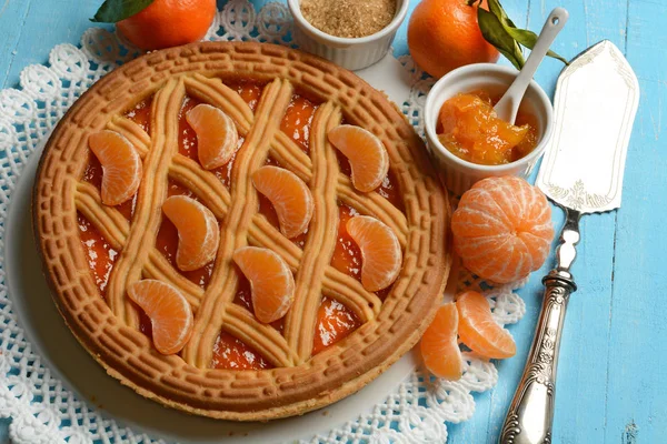 Mandalina reçeli tart malzemelerle — Stok fotoğraf