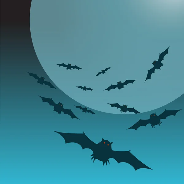 Halloween Hintergrund mit Mond und Fledermäusen. — Stockvektor