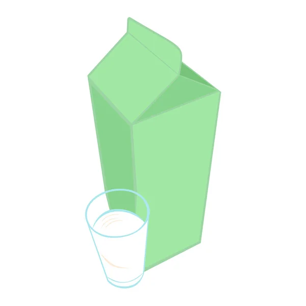 Melk karton pack en een glas melk. — Stockvector
