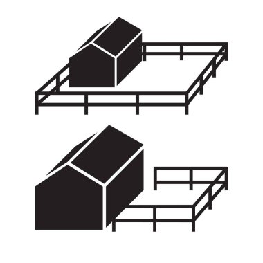 Ev silueti çit ile basit simgesi.