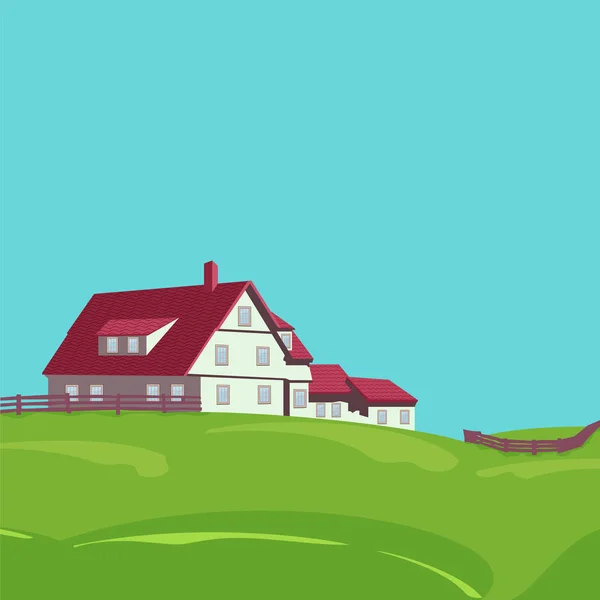 Paysage rural avec villa — Image vectorielle