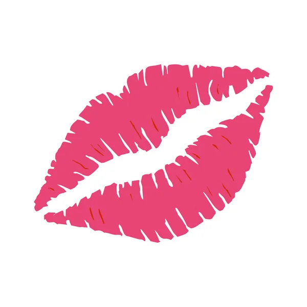 Red lipstick kiss on white background. — Stock Vector