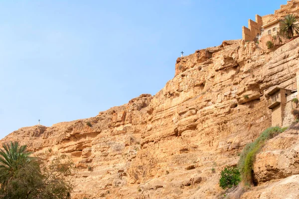 Wadi Qelt i Judean öknen runt St. George ortodoxa kloster — Stockfoto