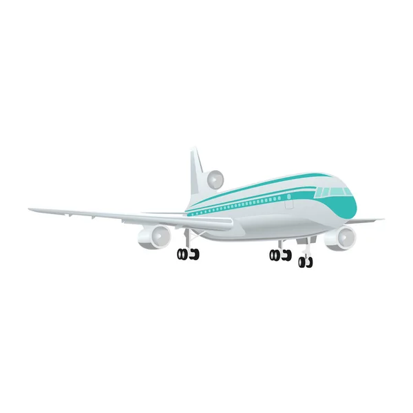 Large Passenger Jet Airliner Realistic White Background Isolated Vector Illustration — Stock Vector