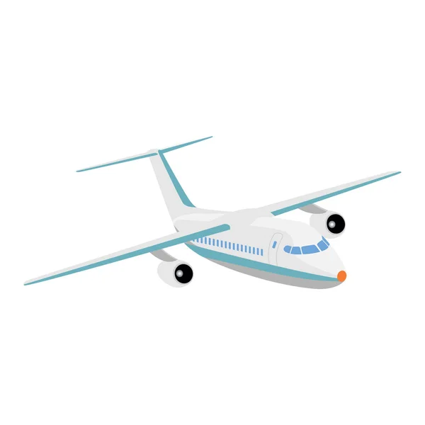 Avión Pasajeros Volador Sobre Fondo Blanco Vector — Vector de stock