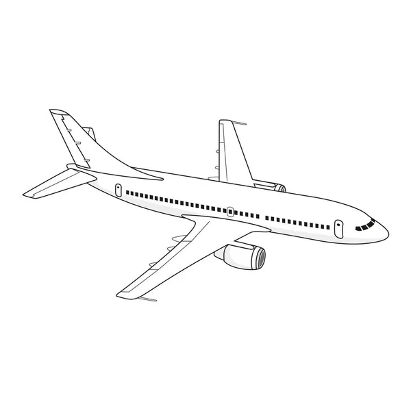 Flying Passenger Plane White Background View Right Side — Stock Vector