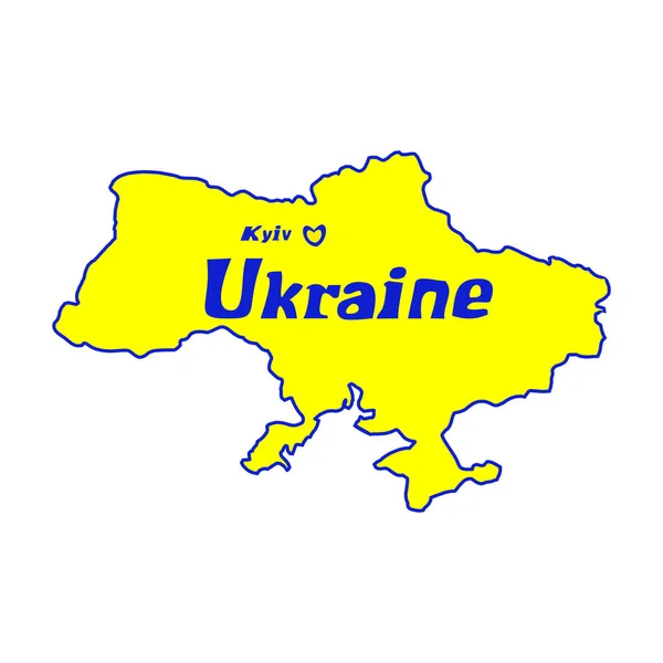 Żółty Zarys Mapy Ukrainy Stylizowana Koncepcja Odosobnione Ilustracje Wektorowe — Wektor stockowy