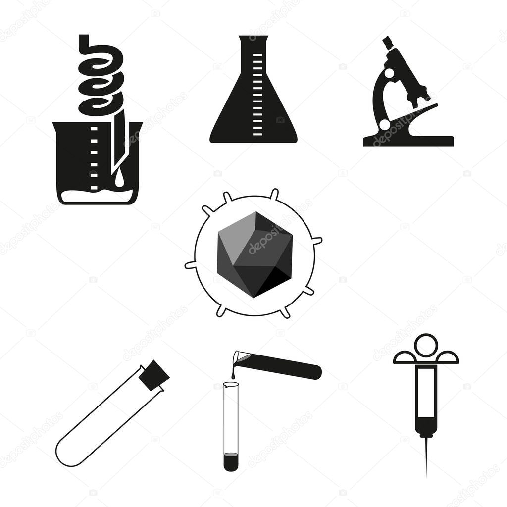 Chemical test tubes icons illustration vector, on white background