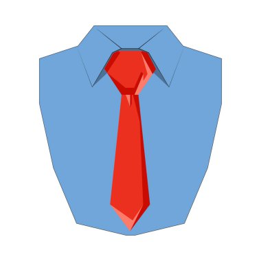 Gömlek ve kravat düz simge. Ön manzara, elbise gömleğinin vektör illüstrasyonu