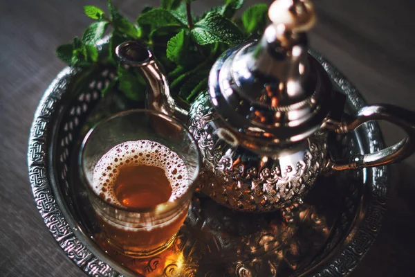 close up of traditional moroccan tea