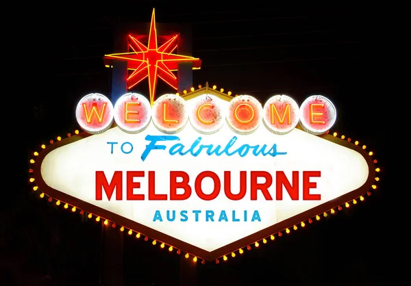 Добро Пожаловать Сказочный Знак Мельбурна — стоковое фото
