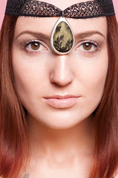 Elven girl with ornaments on her face — Stock Photo, Image