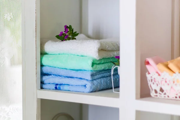 A set of colored towels for a shower — Stock Photo, Image