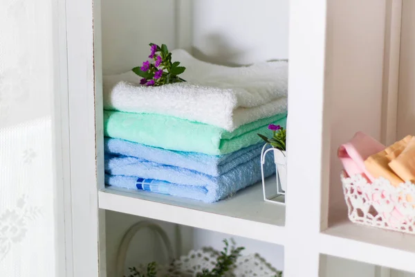 A set of colored towels for a shower — Stock Photo, Image