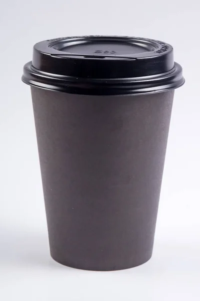 Plastic black glass for coffee — Stock Photo, Image