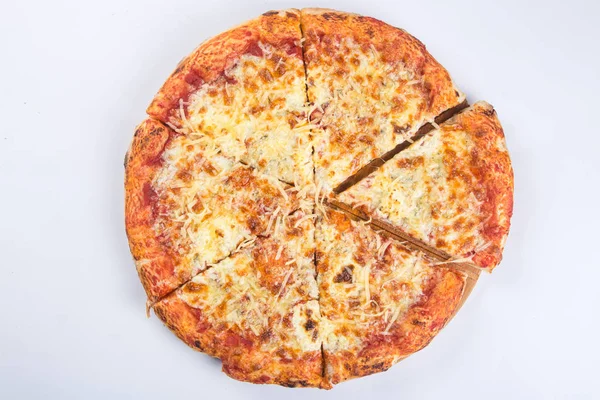 Slice of pizza with toasted cheese — Stock Photo, Image