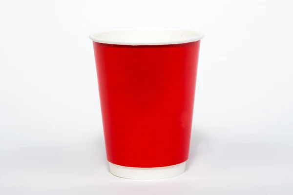 Roter Becher Aus Pappe Für Getränke — Stockfoto