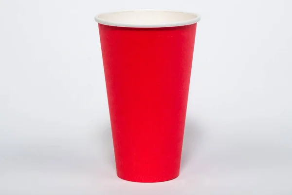 Copo Vermelho Feito Papelão Para Bebidas — Fotografia de Stock