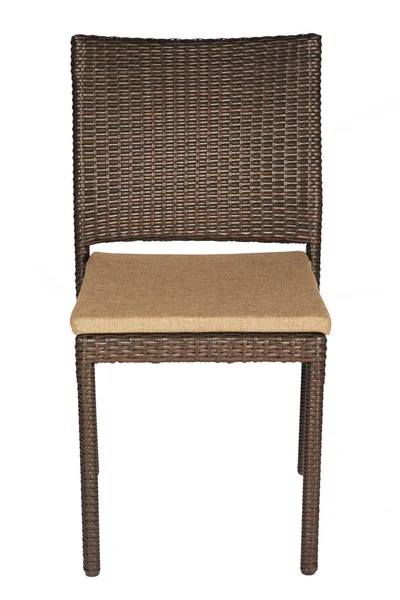 Cadeira Vime Com Almofadas Linho Cor Areia — Fotografia de Stock