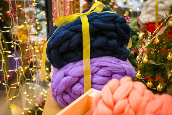 Bright Scarves Handmade Christmas Fair — Stock Photo, Image