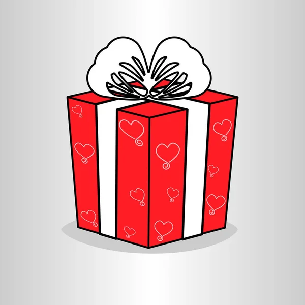 Red gift box with white ribbon bow — Stock Vector