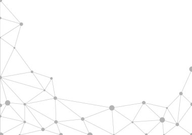 Gri geometrik arka plan ile bağlı çizgiler ve noktalar. Vektör çizim