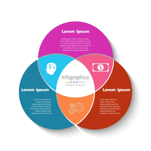 Modèle d'infographie de cercle vectoriel. Concept d'entreprise avec 3 options, pièces, étapes ou processus . — Image vectorielle