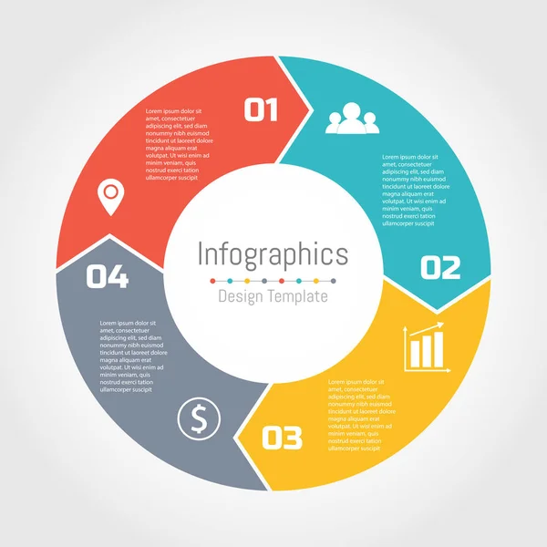 Oklar Infographic şablonunun Bisiklete binme diyagramı, grafik, tanıtım için daire ve grafik yuvarlak.