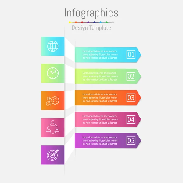 화살표 infographic 템플릿입니다. 벡터 아이콘 마케팅 비즈니스 인포 그래픽에 대 한 레이아웃 및 디자인 요소. — 스톡 벡터