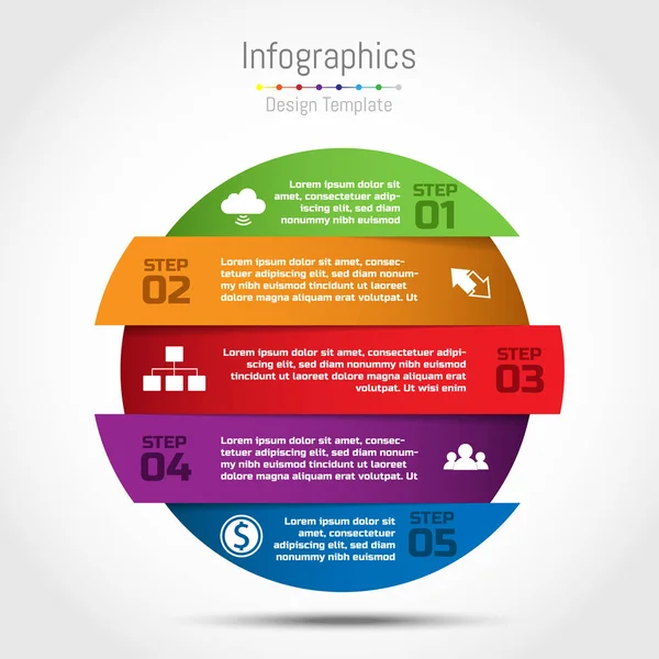 Diyagramı, grafik, sunum ve yuvarlak grafik vektör daire Infographic şablonu. İş başlangıç kavramı ile 5 seçenekleri, parçalar, adımları, işler.