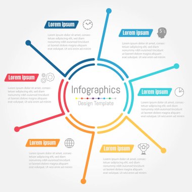 yapılmış hatları ve simgeler vektör Infographic rapor şablonu