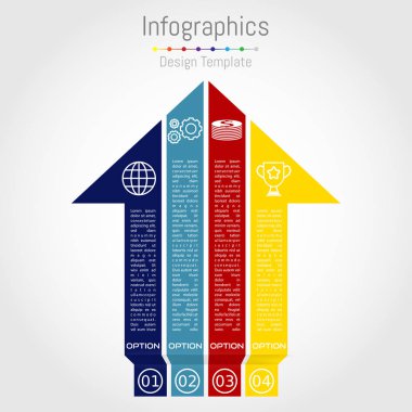 Ok Infographic şablonu. Vektör simgeler pazarlama ile iş infographics için düzen ve tasarım öğeleri.