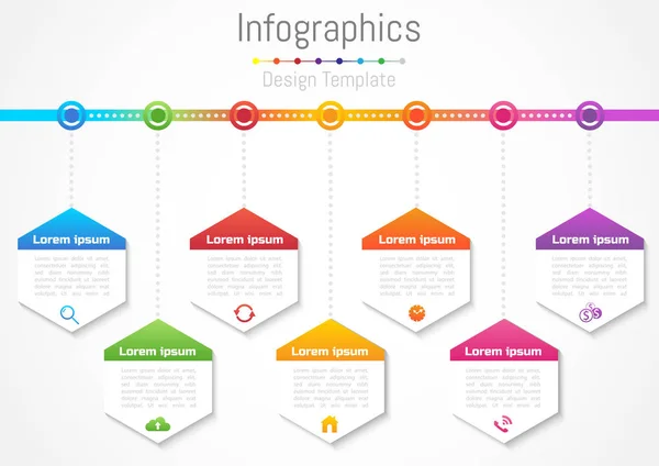 Elementos de diseño infográfico para su negocio con 7 opciones, piezas, pasos o procesos, Vector Illustration . — Vector de stock